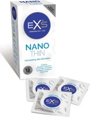 Zdjęcie produktu dla EXS Nano Thin Ultra cienkie prezerwatywy, 12 sztuk