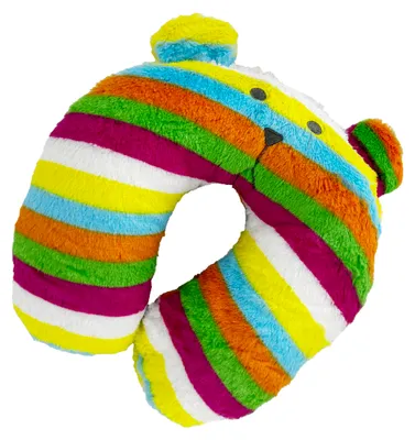 Image de Coussin de voyage arc-en-ciel 30×30 cm, rayures