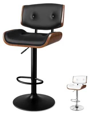 Produktbild von Barhocker mit 360° Drehung und Gasdruckfeder – Kunstleder, Schwarz