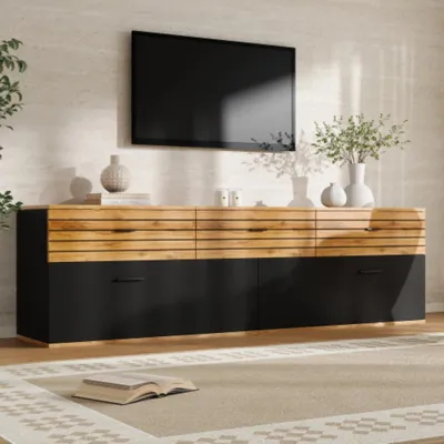Produktbild von TV-Schrank, Fernsehtisch mit 2 Türen, 3 Schubladen,168 cm lang, TV-Regal für Fernseher bis zu 65 Zoll, für Wohnzimmer 168x38x59cm
