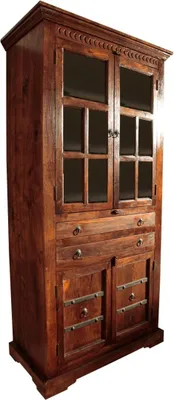 Produktbild von MASSIVMOEBEL24.DE Vitrine Akazie 94x50x195 nougat lackiert OXFORD #452