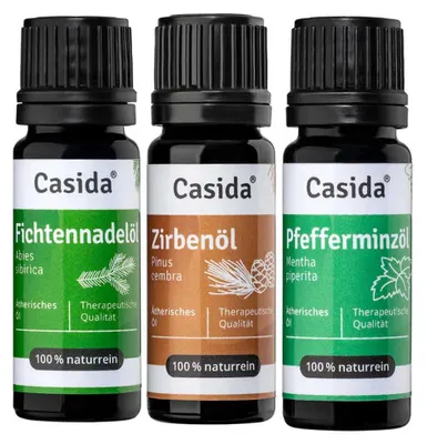 Produktbild von Set - Waldluft mit Zirbenöl, Fichtennadelöl & Pfefferminzöl 100% naturrein