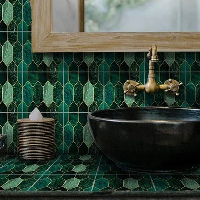 Productafbeelding van Famanu zelfklevende tegels voor wand en vloer - 20x20 cm - 10 stuks, gouden mozaïekdecoratie