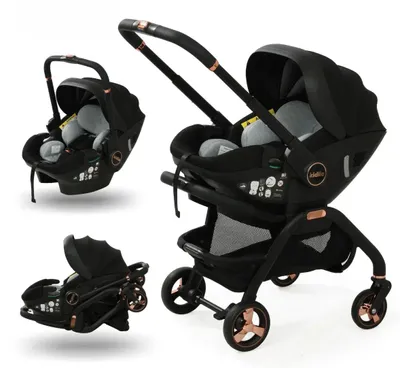 Produktbild von 3-in-1 Kinderwagen NB366 - Zusammenklappbar - Babyschale - Babywanne - 0–2 Jahre - Über 20 kg - Schwarz
