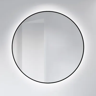 Produktbild von LED Wandspiegel 120 cm, matt schwarz, Alurahmen, Licht neutralweiß, IP24