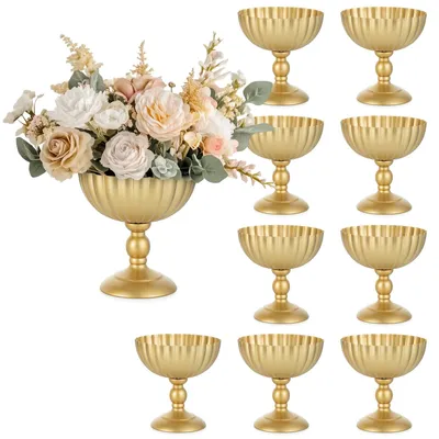 Goldene Urnenvasen Set 2er – 20 cm Metallvasen für Tischdekoration