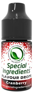 Image de Gouttes aromatisantes spéciales, saveur canneberge, 30 ml. Arôme alimentaire concentré, idéal pour aromatiser les pâtisseries, les plats et les boissons
