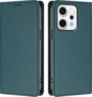 Image de Etui en cuir pour Oppo Reno14 Pro 5G, étui magnétique en cuirPolyuréthaneavec support Vert
