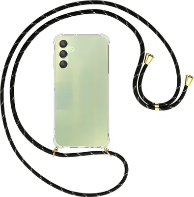 Produktbild von Handykette Backcover-Schutzhülle mit Band (Metall goldfarben) für Samsung Galaxy A15  - schwarz/gold
