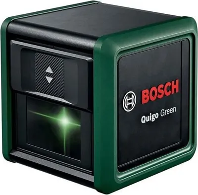 Imagen del producto de Láser de líneas transversales, Bosch Quigo Green, tecnología láser verde, alcance de 12 metros, incluye abrazadera universal MM2