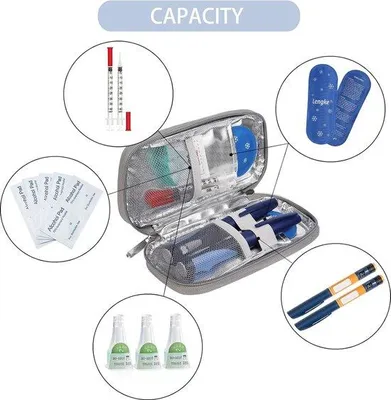 Image de Accordéon de voyage pour les personnes diabétiques, avec pochettes de transport pour l'insuline et les médicaments