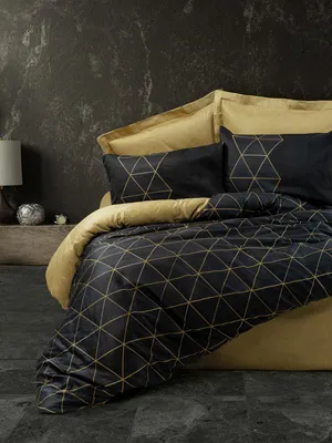 Produktbild von L'Essentiel Linge de Maison, Veta - Gold, Doppelbett-Bettbezug-Set (DE), Gold, 100 % Baumwolle, 200 x 200 cm