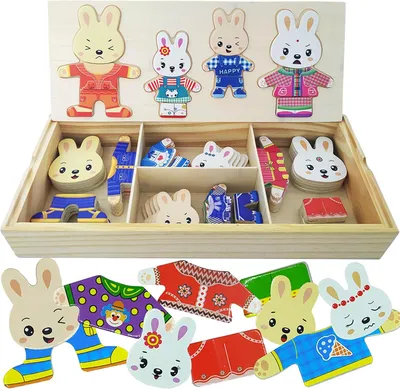 Produktbild von Bildungs Holzpuzzle 72 Teile, für Kinder 3-4 Jahre, Kreatives Spiel mit Kaninchen, Montessori Spielzeug
