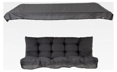 Produktbild von Hollywoodschaukel Auflage 140 cm mit Sonnendach Hawaii Bankauflage gesteppt mit Befestigungsschnüren und Volant vorne grau