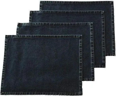 Image de Sets de table en coton denim - 4 pièces - bleu - qualité supérieure 46 x 36 cm.