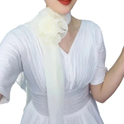 Produktbild von Chiffon-Satin-Langschal Blumendekor Atmungsaktiv Vielseitiger Strandschal Sonnenschutz Chiffonschal Alltagskleidung