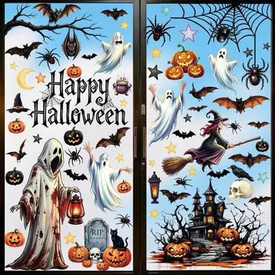Productafbeelding van 9 vellen Halloween raamafbeeldingen, schattige spoken raamstickers