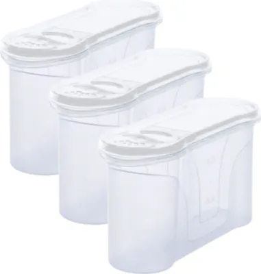 Produktbild von Novaliv Schüttdosen 3er SET Vorratsdose zum Streuen 1,3 Liter - Maße (LxBxH): 22 x 13 x 8,5 cm - Dose mit Deckel 1l für Müsli Mehl Zucker Dosen Küchen Organizer Food Box Meal-Prep-Boxen