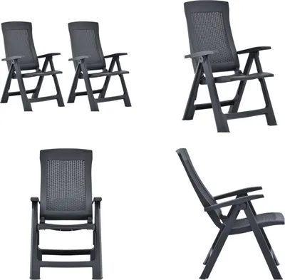 Image de vidaXL Chaises de jardin réglables 2 pcs. Plastique Anthracite - Chaise de jardin - Chaises de jardin - Chaise pliante