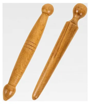 Produktbild von 2 Stück Holz Fußmassage Stäbe mit doppelköpfigem Design für Akupressur und Durchblutungsförderung