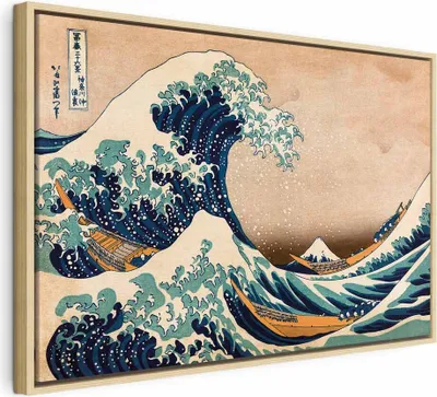 Produktbild von Italienischer Leinwand Leinwandbild - The Great Wave off Kanagawa (Reproduction) 90x60 cm Orient p-B-0009-b-a