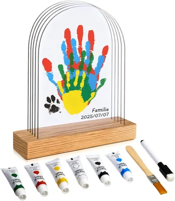 Image de Kit pour empreintes de mains et de pieds pour 5 personnes, peinture pour les doigts non toxique pour enfants, kit d'empreintes de mains et de pieds pour bébé, cadeau de naissance idéal