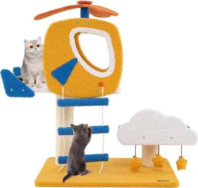 Produktbild von Katzenkratzbaum mit Hubschrauber Plattform & Kratzsäule & Sprungplattform Kratzbaum