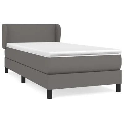 Image de vidaXL Lit boxspring avec matelas Gris 90x200 cm similicuir
