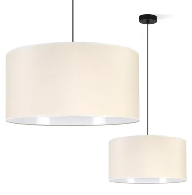 Produktbild von Pendelleuchte GAJA Schwarz mit Zylinderschirm Creme 44 cm E27 – Moderne Hängelampe