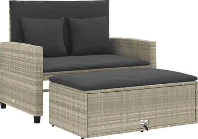Immagine prodotto di vidaXL Divano da giardino con cuscini 2 posti in rattan grigio chiaro