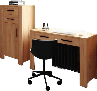 Produktbild von Kommode Lubic aus Kernbuche massiv 67x45x128 mit 1 Tür 2 Schubladen Holzbeinen