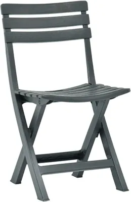 Produktbild von 2 wetterbeständige grüne Klappstühle aus Kunststoff für Balkon, Garten und Terrasse, bis 110 kg belastbar und platzsparend zusammenklappbar