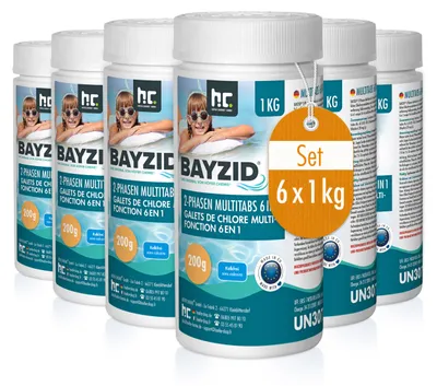 Produktbild von 6x1 kg BAYZID® 2-Phasen-Multitabs 200g 6in1 zu Schnellchlorung und Langzeitpflege