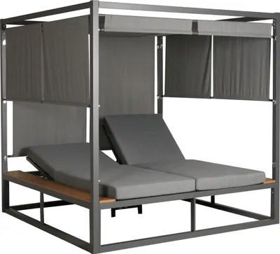 Produktbild von Aluminium Lounge-Gartenliege HWC-M63, Sonnenliege Bali-Liege Outdoor-Bett Daybed, 10cm-Polster 200cm  hellgrau