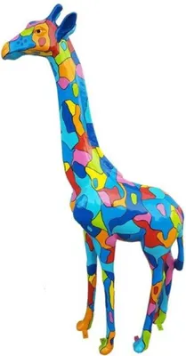Produktbild von Casa Padrino Designer Deko Giraffe Mehrfarbig H. 205 cm - Riesige Dekofigur - Gartendeko Skulptur - Luxus Gartenfigur