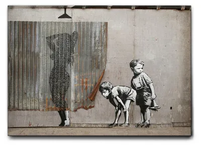 Produktbild von Giallobus - Frauendusche - Banksy - 50L x 35B cm - Bild - Leinwand mit Standardrahmen
