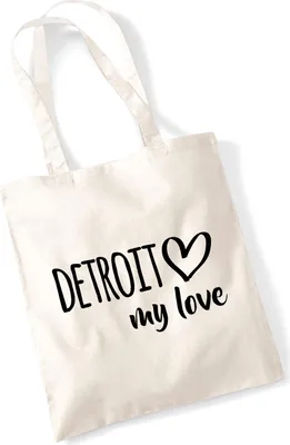 Produktbild von Huuraa Jutebeutel Detroit my love 10 Liter Natural Baumwolle Tasche Geschenkidee