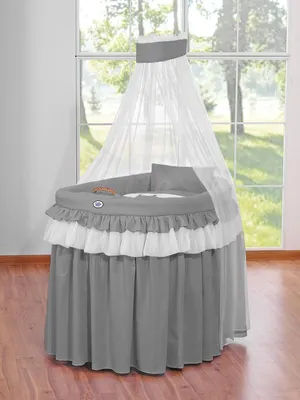 Image de Weiden-Babykorb mit Baldachin - Petit Prince Princesse anthrazit