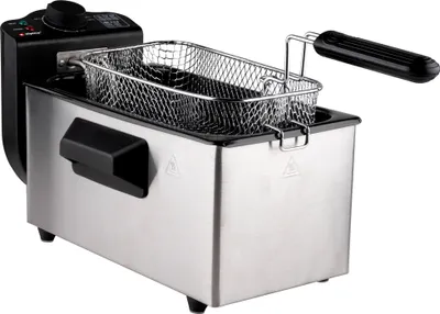 Obrázok produktu pre fritéza alpina 3 l s olejom, 200 W - s 1 košom, nastaviteľný termostat do 190 °C, ochrana proti prehriatiu, nerezová oceľ