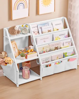 Obrázek produktu pro SONGMICS Dětský regál s boční kapsou, výška 75 cm, dětský pokoj, bílý
