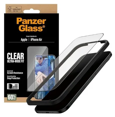 Zdjęcie produktu dla PanzerGlass ® Screen Protector iPhone Air | Ultra-Wide Fit w. EasyAligner, Apple, Apple - iPhone Air, Aplikacja na sucho, Odporny na zadrapania, Odporny na wstrząsy, Przezroczysty, 1 szt.