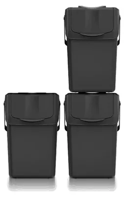 Produktbild von Set aus 3 Abfallbehältern aus 100% Recyceltem Kunststoff, 3 x 25 L