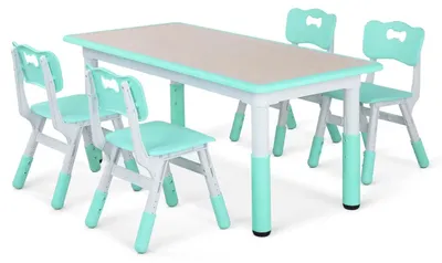 Immagine prodotto di Set di mobili per bambini - Tavolo e sedie per bambini - Set da gioco - Mobili per bambini regolabili - Tavolo per bambini con sedie