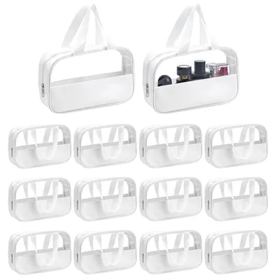 Image de Lot de 15 sacs de rangement transparents pour cosmétiques, idéaux pour organiser vos voyages