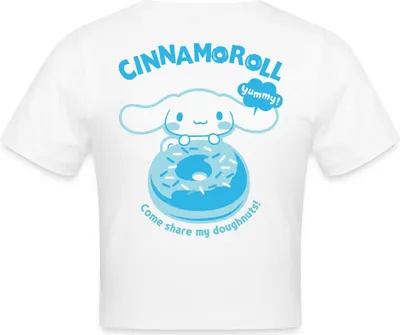 Produktbild von Spreadshirt Cinnamoroll Mit Donut Yummy Doughnuts Crop Top, XS, Weiß