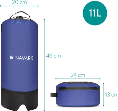 Produktbild von Navaris Campingdusche Solardusche Gartendusche mit Pumpe - 11l Solar Dusche mit Fusspumpe - tragbare Outdoor Reisedusche - mobile Camping Shower