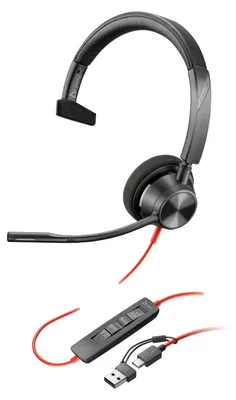Produktbild von HP Poly Blackwire 3310 Monaurales USB-C-Headset + USB-C/A-Adapter