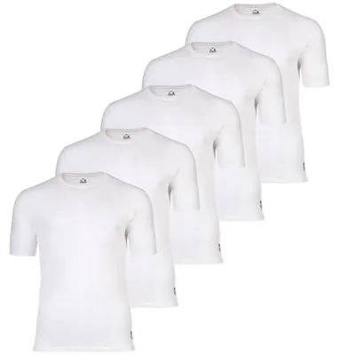 Produktbild von FC Barcelona Herren T-Shirts, 5er Pack - U-Neck Undershirts, Baumwolle, Rundhals, Logo, einfarbig Weiß XL