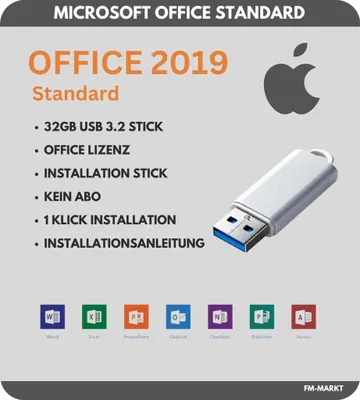 Produktbild von Microsoft Office 2019 Standard MAC | Word Exel Outlook | USB Installation Stick