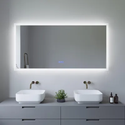 Produktbild von AQUABATOS® ECHOS-Serie 140x70 cm Badezimmerspiegel,LED Badspiegel Touch-Schalter mit 3 Lichtfarbe 3000-6500K,Dimmbar